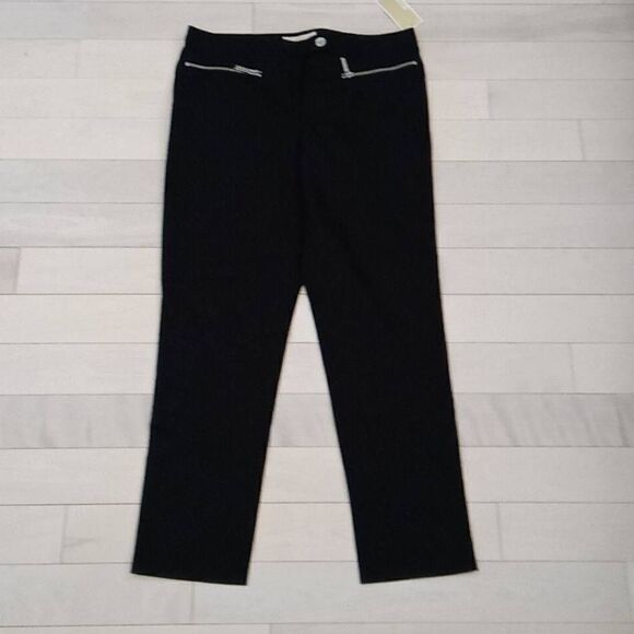 Michael Kors Women's Zippered Front Cropped Pants Black Size 6 - Picture 1 of 6